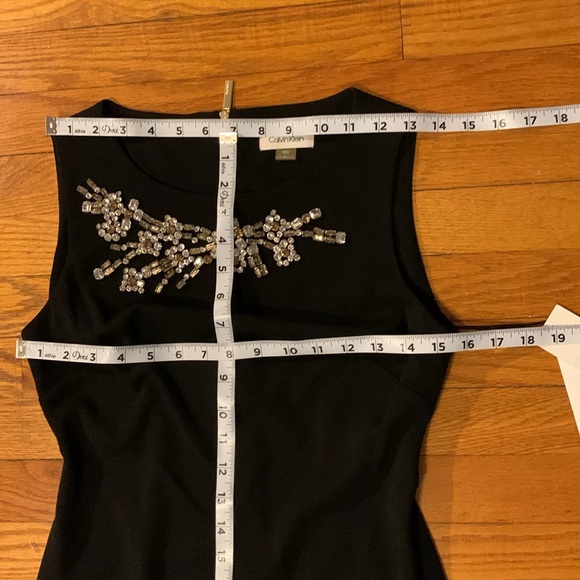 Calvin Klein Rhinestone-Embellished Zippered back Sheath Black Size 2 NWT #D21 - Picture 13 of 13